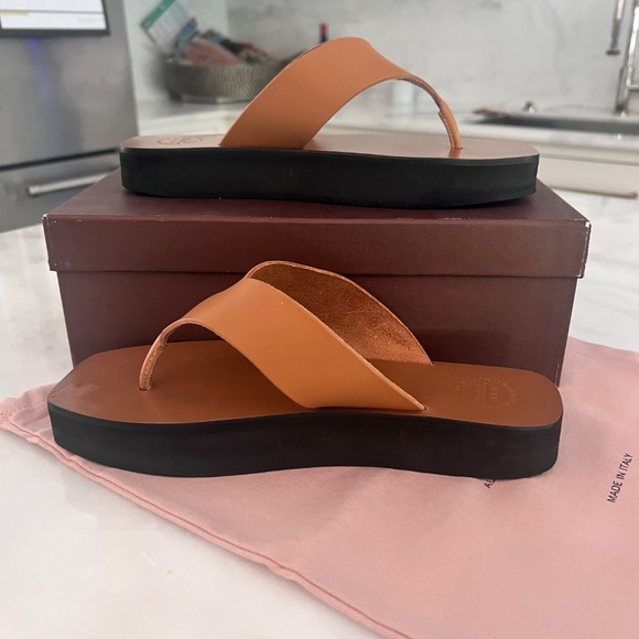 ATP ATELIER Flatform Vacchetta Leather Sandal in Terra/Black Size 39 with Box - Picture 10 of 13